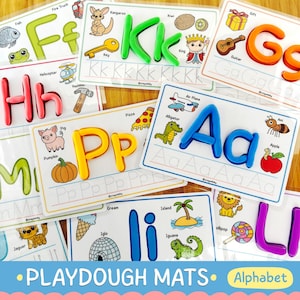 Alfabetet Play Dough Mats Utskrivbara ABC-resteringsblad Förskola Småbarnsaktiviteter, Montessori Hemundervisning