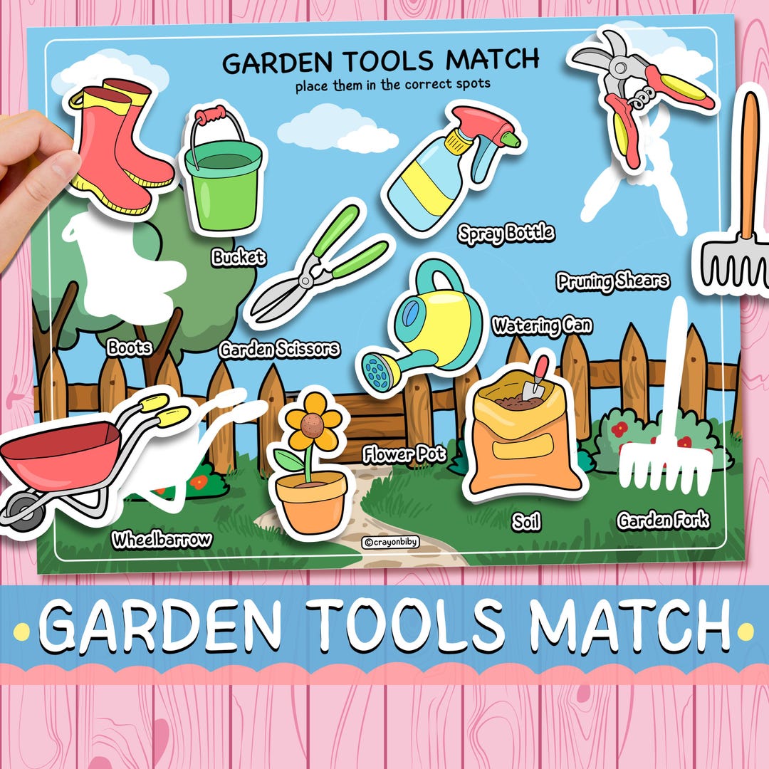 Garden Tools Matching Activity | Preschool Learning Game (digital ...