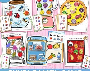 Rekenspelbundel voor kleuters afdrukbaar, telactiviteit peuter, leerspel Montessorivoedsel, wiskunde kleuterschool (pdf)