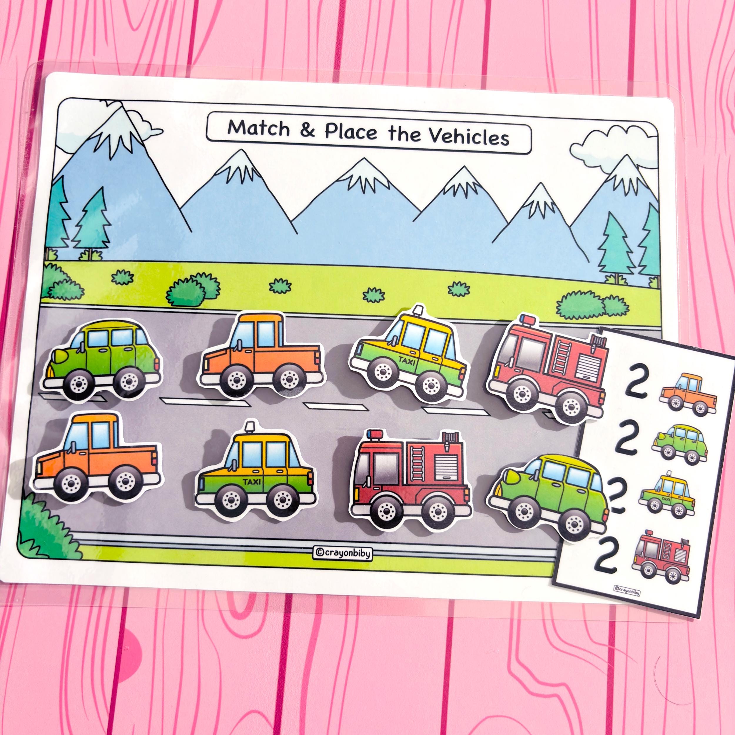 Vehicle Math Mashup Transportation Math Game, Vehicle Matching Counting Activity for ...