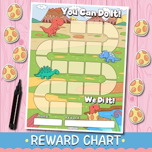 Dinosaur Reward Chart: Kids' Printable Behavior Tracker (Digital Download)