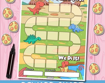 Beloningstabel dinosaurus: afdrukbare gedragstracker voor kinderen (digitale download)