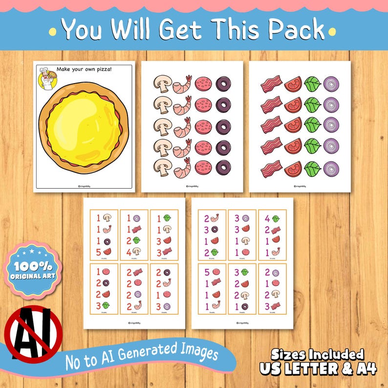 Pizza Math Counting Activity for Kids Printable, Fun Number Game for ...