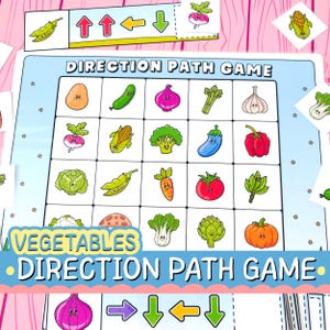 Vegetable Following Directions Game, Preschool Spatial Concepts Printable (Digital Download)