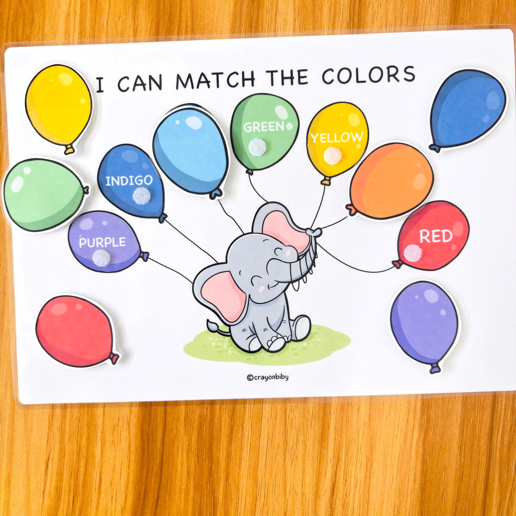 Balloon Color Matching Game, Preschool Learning Activity (digital ...