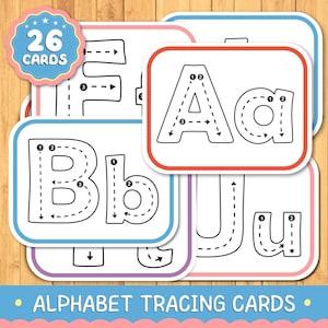 Alphabet Tracing Cards for Kids Uppercase and Lowercase Letter Writing Practice Preschool Printable for Homeschool Classroom Use