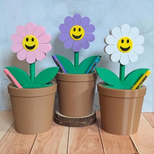 Flowerpot Pen Holder | Customizable Desk Organizer | 3D Printed PLA