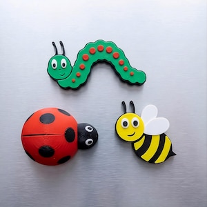 Garden Bug Magnets – Ladybug, Honeybee, Caterpillar Fridge/Whiteboard Decor - 3D Printed PLA
