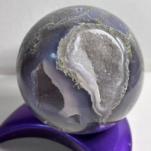 rare purple moss agate sphere