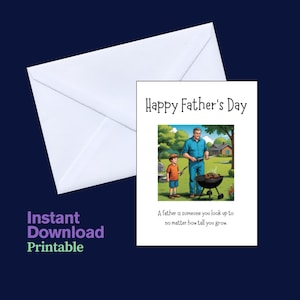 Vatertagskarte zum Ausdrucken - Digitaler Download - Alles Gute zum Vatertag für Papa - Grillmeister, herzliche Botschaft - Sofortdownload