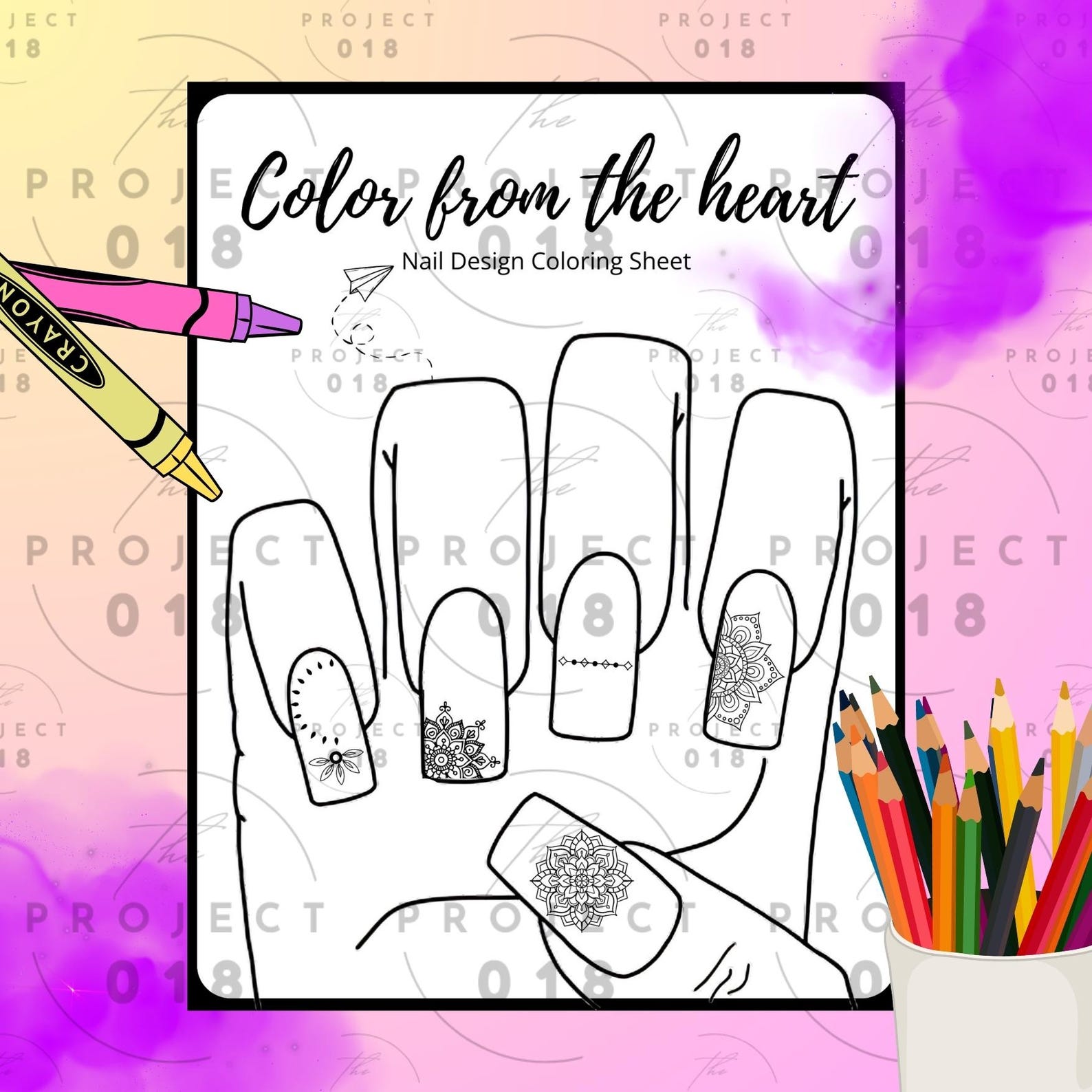 Printable Nail Art Coloring Pages With Blank Templates Nail Design