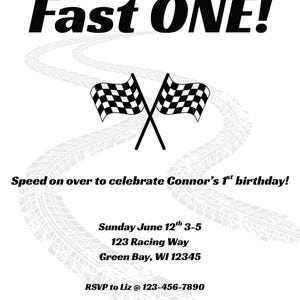 Fast One First Birthday Invitation Digital Download Editable TEMPLATE