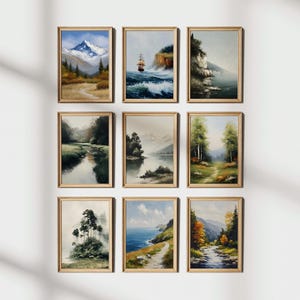 Set of 9 Vintage Landscape Wall Art, Classic Nature Prints, Gallery Wall Collection, Rustic Home Decor, Digital Downloads | Digital Prints