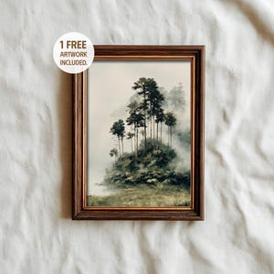 Misty Forest Wall Art, Tall Pine Trees Landscape, Atmospheric Nature Print, Moody Woodland Decor, Digital Download | Digital Prints