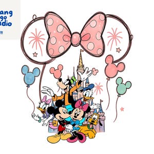 Magischer Schlossurlaub PNG, niedliche Cartoon-Maus und Freunde Sublimation, Familienausflug Clipart für Shirt, Kindergeburtstags-Digitalkunst