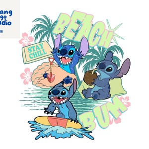 Beach Bum Stitch Lato Png, Lilo & Stitch Ohana Png, Beach Bum Png, Niebieski Obcy Png, Wzory Sublimacji, Modny Letni Clipart Png