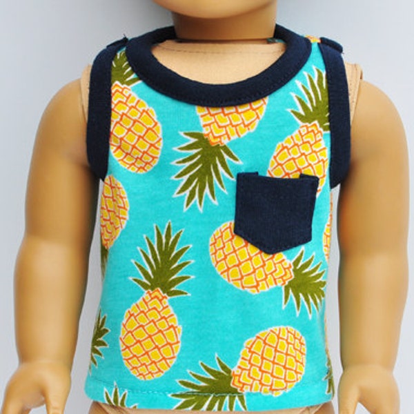 American BOY Doll Clothes - Boys Tank Top, Teal, Pineapples, AG Doll, 18 inch Doll