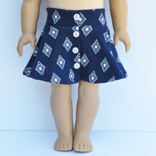 SALE - AG Doll Clothes - Skater Skirt, Navy & White Diamond Print, Mini, 18 inch doll