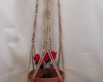 Macrame Plant Hanger 80 inch Vintage Style with 8 BEADS strong 6mm Pearl Cord (Choose Cord Color)