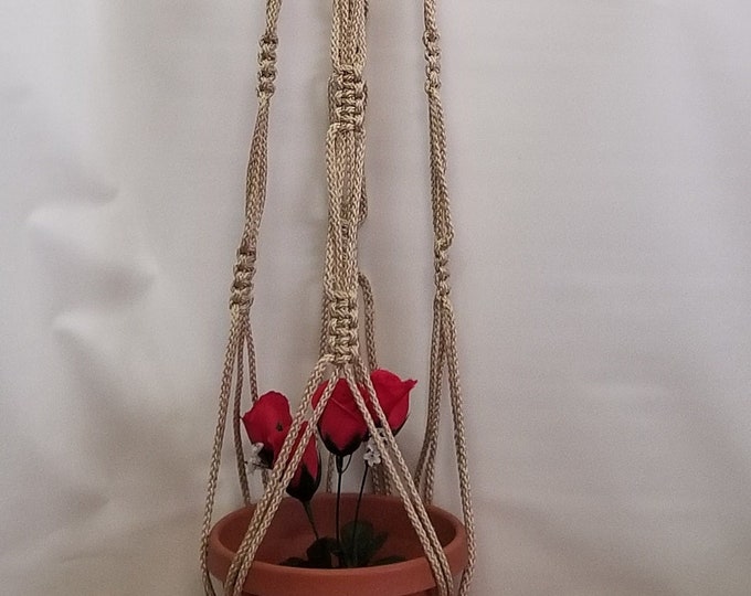 Macrame Plant Hanger 80 inch Vintage Style with 8 BEADS strong 6mm Pearl Cord (Choose Cord Color)