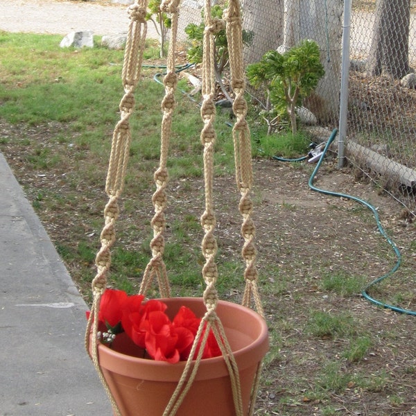 MACRAME Plant Hanger 60 inch Button Knot with BEADS 6mm Sand cord - Choose Cord Color