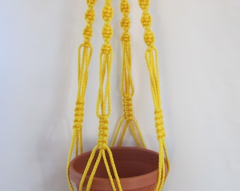 MACRAME PLANT HANGER 44 Inch Vintage Style  6mm Sunshine Yellow - Choose Color