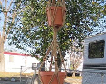Macrame Plant Hanger 72 inch 3-TIER 6 ply Jute with Beads