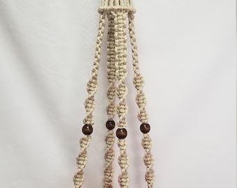 MACRAME Plant Hanger 40 inch Deluxe Style with BEADS - 6mm Pearl Cord (Choose Cord Color)