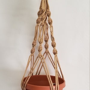 Macrame Plant Hanger 24 Inch SPIRAL Style 4mm Sand Cord - Choose Color