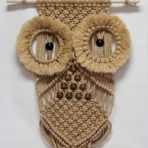 Macrame OWL Wall Hanging - 22 inch long Sand (Choose Cord Color)