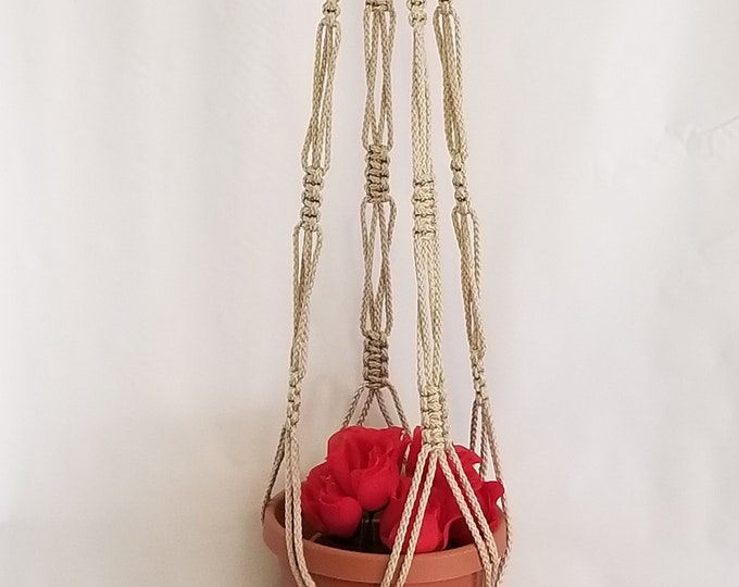 Macrame Plant Hanger 55 inch Vintage Style with BEADS strong 6mm Pearl Cord (Choose Cord Color)