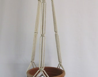 Macrame Plant Hanger 43 in SIMPLE 3-ARM 6mm Pearl (Choose Color)