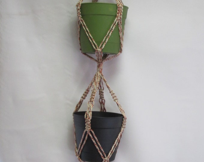 Macrame Plant Hanger 46 Inch 3-TIER 4mm  AllSpice Cord  (Choose Color) Triple Hanger