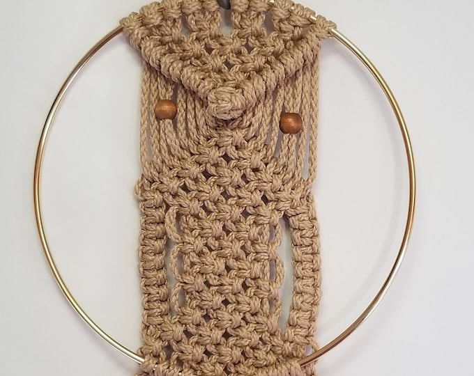 Macrame OWL Wall hanging 11 Inch UNIQUE - Cinnamon (Choose Color)