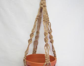 Macrame Plant Hanger Natural Jute Vintage Crown Style 30 inch