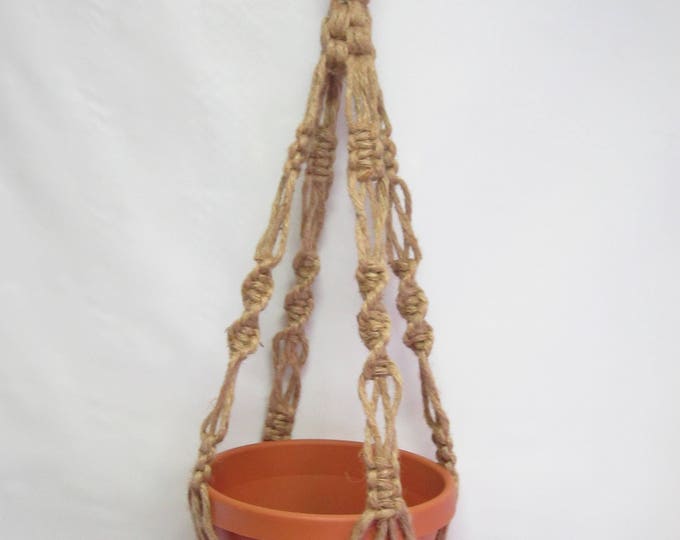 Macrame Plant Hanger Natural Jute Vintage Crown Style 30 inch