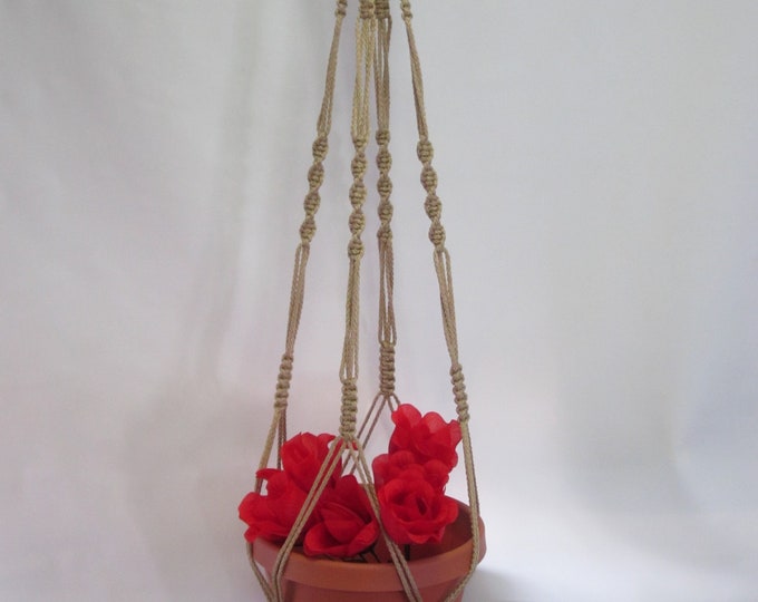 Macrame Plant Hanger Vintage Style 42 inch 4mm Sand (Choose Color)