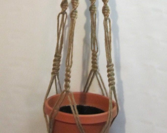 Macrame Plant Hanger 44 Inch with Beads Natural 6 ply Jute Vintage Style