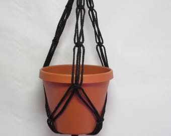 Macrame Plant Hanger 20 in FRIENDSHIP Style - 4mm Black Cord - Choose Cord Color