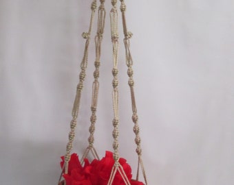 Macrame Plant Hanger 42 inch Button Knot - 4mm Pearl - Choose Cord Color