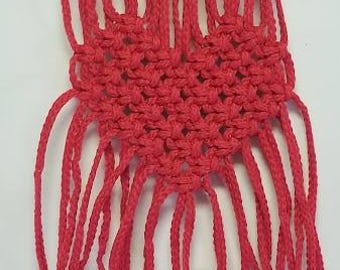Mini Macrame Heart Wall hanger - 12 inch long Red Cord (Choose Color )