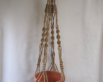 Macrame Plant Hanger 40 inch Natural 6 ply Jute Vintage Style