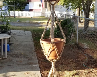 Macrame Plant Hanger 72 inch 3-TIER 6 ply Al Natural Jute