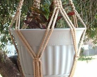 Macrame Plant Hanger 28 inch Vintage Style strong 6mm  Sand  (Choose Color)