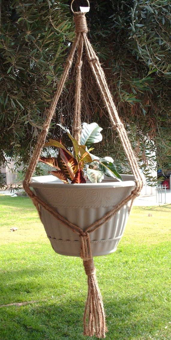 Macrame Plant Hanger 35 In Simple 3 Arm 6 Ply Jute Macrame Plant Hanger 35 In Simple 3 Arm, Swing Arm Plant Hanger