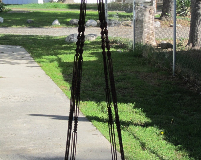 Macrame Plant Hanger 72 inch Vintage Style with BEADS - 6mm Brown Cord - Choose Cord Color