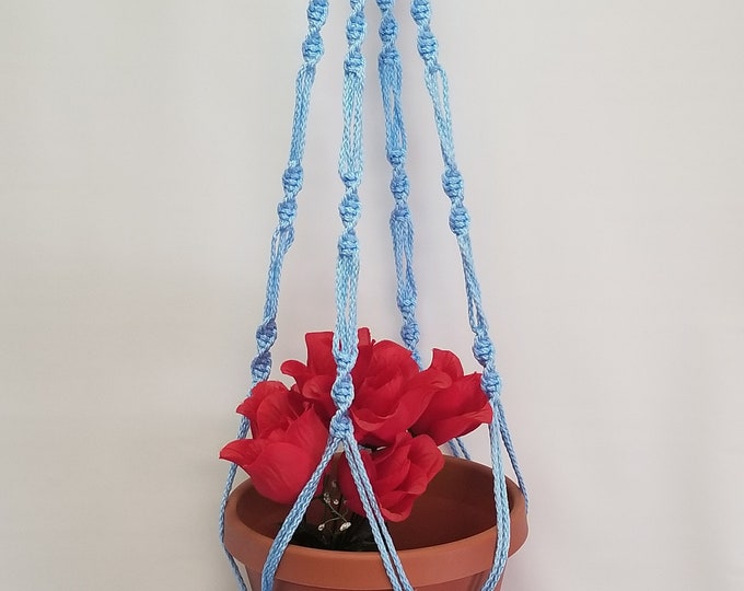 Macrame Plant Hanger 36 inch SPIRAL Style 4mm  Sky Blue - Choose Color