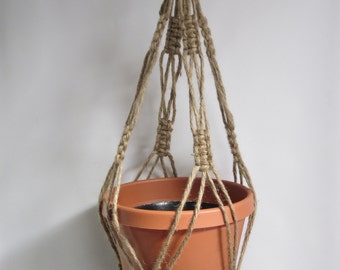 Macrame Plant Hanger 28 inch Natural heavy Jute Vintage Style