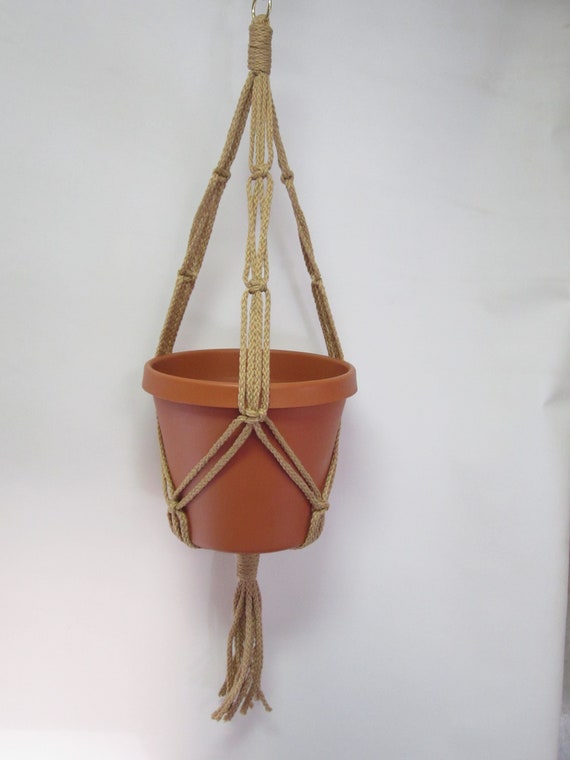 Cinnamon Brown MACRAME PLANT HANGER 20in FRIENDSHIP