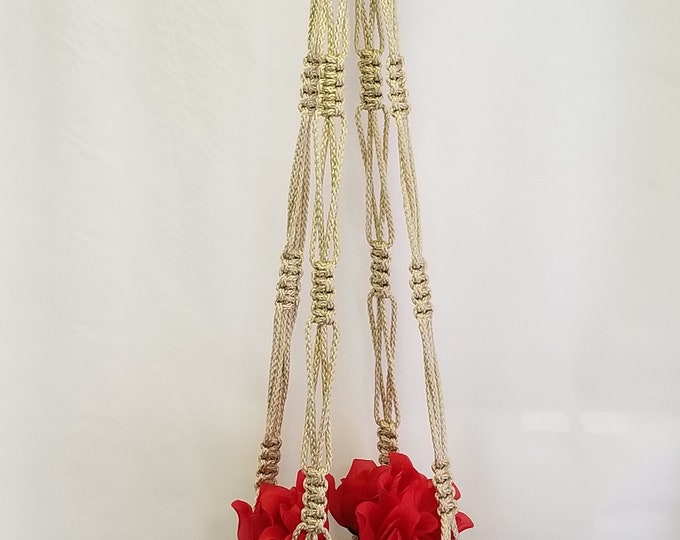 Macrame Plant Hanger 46 inch Vintage Style 6mm Pearl Cord (Choose Cord Color)